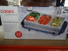 3 x Cooks Professional Three Section Buffet Warmer. The ideal way to keep food hot. 3 serving