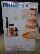 1 x Philips Viva Collection HR1615 Metal Bar Hand Blender. •Powerful 650-watt motor to blend through
