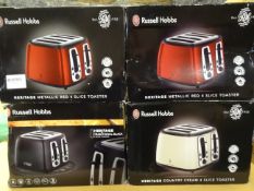 4 x Russell Hobbs Heritage Collection 4 Slice Toasters. RRP £39.99 Each, total RRP Value £159.96!