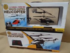 2 x Global Gizmos 2/3.0 Channel/Infra Red Remote Control Helicopters. With Flashing LED Lights. Very