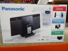 1 x Panasonic SC-HC25DBEBK 10W DAB Micro System with iPod/iPhone Dock and USB Playback. The slim