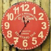 Brand New Large 58cm Round Battery Operated Wall Clock Red London Repairs and Restorations Old Town.