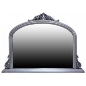 Brand New - Traditional Antique Silver Over-mantel Mirror. This elegant antique silver overmantle