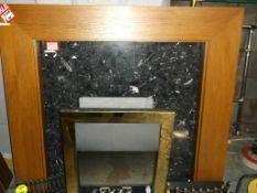 Simple Square Cut Teak Veneered Modern Fire Surround/ Mantel This modern teak veneered fireplace