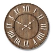 Brand New - Shabby Chic Large Solid Wood Roman Metal Numerals Stylish 60cm Wall Clock WOW.