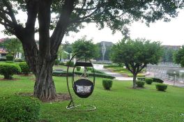 New and Exclusive 
Black All Weather Hand Woven Rattan Suspended Black Swing Seat Lightweight