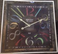 Brand New
 
Large Square Colourful Wall Clock Vintage Shabby Chic Distressed Retro 
 
Measures: