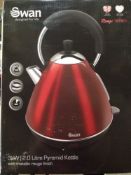 Swan 2 Litre Retro Pyramid Kettle Red   / Rouge Metallic