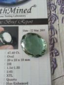 47.40 ct oval shape natural loose amethyst with certificate