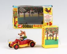 A Corgi Toys 808 Basil Brush 1970 and his car die cast with laugh soundtrack, housed in original