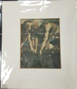 Mounted Lithographic print of painting by Raphael entitled The Miraculous Draught of Fishes (