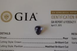 4.22 ct GIA Certified 21st April 2015 100% Natural, Untreated, AAA Eye-catching Pear Cut (12 x 9 mm)