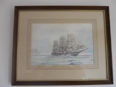 A lovely watercolour of a clipper by renowned nautical artist A D Bell