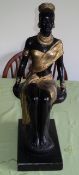 Art Deco Painted & Guilded Plaster Cast African/Egyption Queen. Signed and in Good condition.