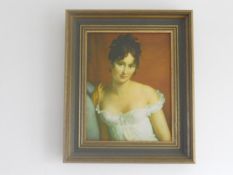 A quality Oilograph, François, Baron Gérard  (1770 - 1837 Portrait of Madame Recamier (1777-1849)