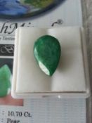 10.70 ct pear shape natural loose emerald