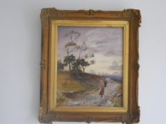 (original) A Hill Road Evening Watercolour by listed artist James Heron RSA (1873 - 1919)