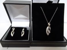 9 Carat Diamond Chain and Pendent & Earings Set. 18 Inch Chain with pendant comprising of 4 x 0.05mm