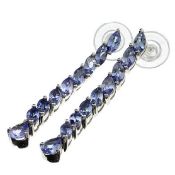 A stunning pair of 16 x Marquise cut & 2 x Pear cut Tanzanite Gemstones And Platinum Over Silver