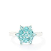 An Amazing 13 x Round Cut Madagascan Blue Apatite Gemstones Eye clean Excellent cut, silver ring,