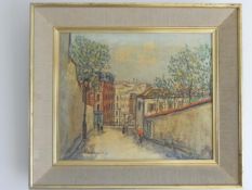 A Genuine Fiehl Reproduction Oil Painting of Montmartre by Maurice Utrillo.