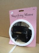 48 x Viva Beauty Magnifying Mirror With Suction Clips. RRP £3.99 Each, Total Lot RRP Value £191.