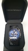 BRAND NEW EMPORIO ARMANI AR5921, GENTS SPORTIVO CHRONOGRAPH WATCH, BLACK RUBBER OVER STEEL BRACELET,