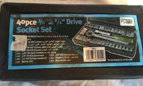 40 PCE Drive socket Set - GRADE _ USED_ Customer return_Unchecked. NO VAT ON THIS ITEM__ DELIVERY