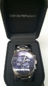 BRAND NEW EMPORIO ARMANI AR5860, GENTS CHRONOGRAPH WATCH, WITH POLISHED STAINLESS STEEL BRACELET AND