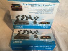 BRAND NEW 2 X 4 SENSOR WIRELESS CAR REVERSING
BACKING PARKING KIT -RRP £49.99 _ Four sensors and a
