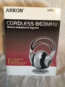 BRAND NEW ARKON Cordless Stereo Headphone System- Auto Scan - PLL Technology_Up to 100 metres