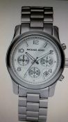 BRAND NEW MICHAEL KORS MK5076, LADIES SILVER-TONE CHRONOGRAPH RUNWAY DESIGNER WATCH - RRP £329.99.