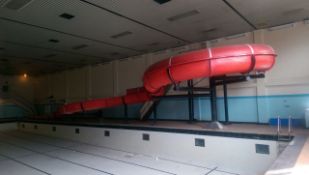 Complete Water slide from a leisure centre. Red fibreglass sectional construction
