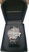 BRAND NEW EMPORIO ARMANI AR2447, GENTS CHRONOGRAPH WATCH WITH BLACK CIRCULAR DIAL AND BLACK
