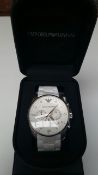 BRAND NEW EMPORIO ARMANI AR5859, GENTS TAZIO CHRONOGRAPH WATCH, WITH WHITE RUBBER OVER STEEL STRAP -