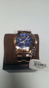 BRAND NEW MICHAEL KORS MK 5410, LADIES ROSE GOLD COLOURED CHRONOGRAPH WATCH WITH A BLUE CIRCULAR
