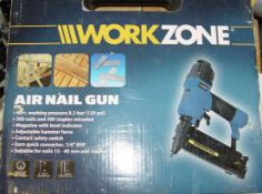 WORK-ZONE AIR NAIL GUN LOOKS NEW EX DISPLAY RRP £39  Can post at the cost of £6.95 FULLY INSURED AND