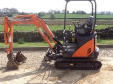 Hitachi Zaxis ZX17U-1.7 ton rubber tracked mini excavator, year 2012, S/N:14115
Recorded hours:1855