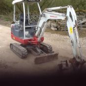 Takeuchi TB219  1.9 ton rubber tracked mini excavator. Theft proof key start, 3 no buckets.