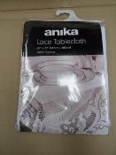 36 x Anika Lace Tablecloth. 54 x 72 Inch. 100% Polyester. Brand new and Packaged. RRP £5 each, total