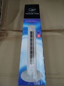 1 x Quest 29 Inch Tower Fan. 3 Speed Static Control, 3 Speed Oscillating Control. Brand new and