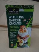 12 x Garden Kraft Whistling Garden Gnomes with motion sensor, ceramic construction. Brand new and