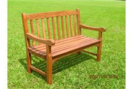 Rian Solid Hardwood Acacia Bench Brand New and Boxed 2 Seater Bench Size H90cm x W120cm x D64cm,