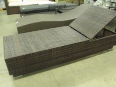 RATTAN SUNLOUNGER ALL WEATHER PU MULTI BROWN RATTAN ALUMINIUM FRAME SIZE 6FT4I X 2FT 2IN