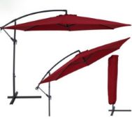This burgundy banana parasol is manufactured with a strong steel frame complete with winch & base.