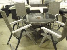 5 PIECE ALL WEATHER PATIO SET MULTI GREY ALL WEATHER RATTAN 4 X RECLINING HIGH BACK CHAIRS 1 X MULTI