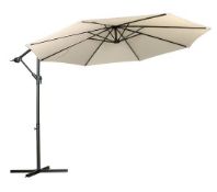 This ivory banana parasol is manufactured with a strong steel frame complete with winch & base.