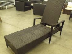 RATTAN SUNLOUNGER ALL WEATHER PU MULTI BROWN RATTAN ALUMINIUM FRAME SIZE 6FT4I X 2FT 2IN