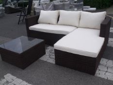 DAYBED / SOFA SET WITH COFFE TABLE ONE OFF SAMPLE MULTI BROWN ALL WEATHER PU RATTAN FULLY WELDED