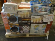 1 x Large Pallet (10) to contain approx. 70 items to include: solar owl set, illumini lamp, led